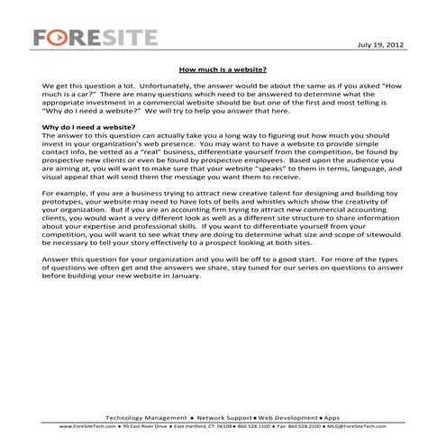 How much is a website