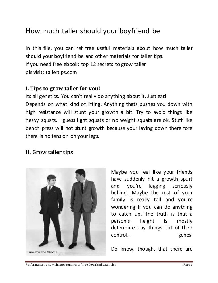 How much taller should your boyfriend be