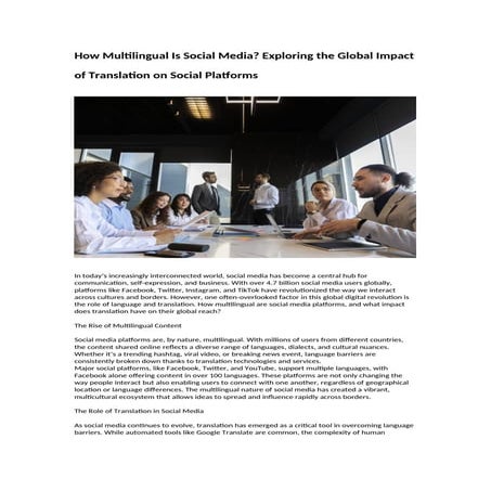 How Multilingual Is Social Media? Exploring the Global Impact of ...