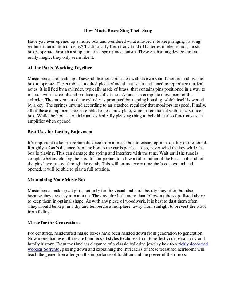 How Music Boxes Sing Their Song