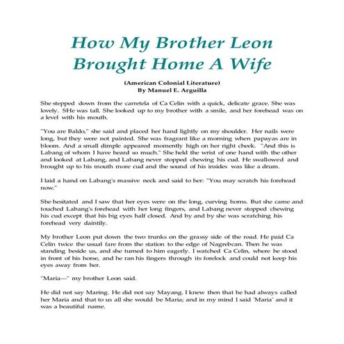 How my brother leon brought home a wife