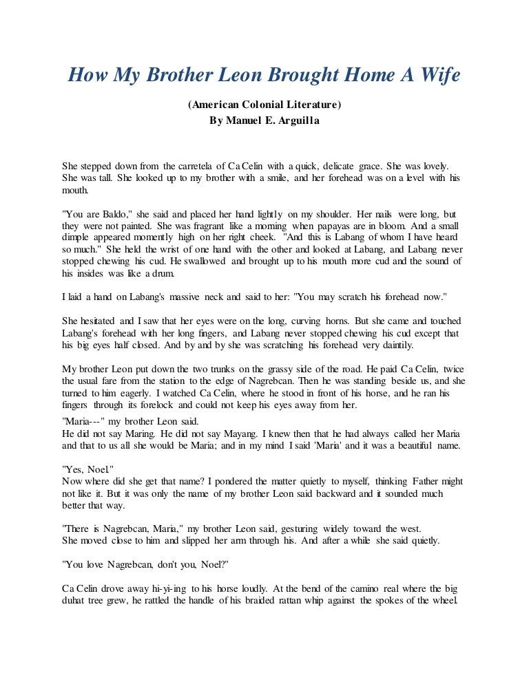 How my Brother Leon brought Home a Wife (Full Story)