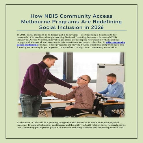 How NDIS Community Access Melbourne Programs Are Redefining Social ...