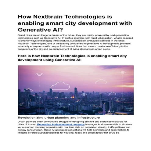 How Nextbrain Technologies is enabling smart city development with Generative AI?