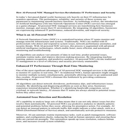 AI-NOC The Future of Intelligent NOC Services | DOCX