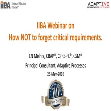 How not to forget critical requirements v2.0