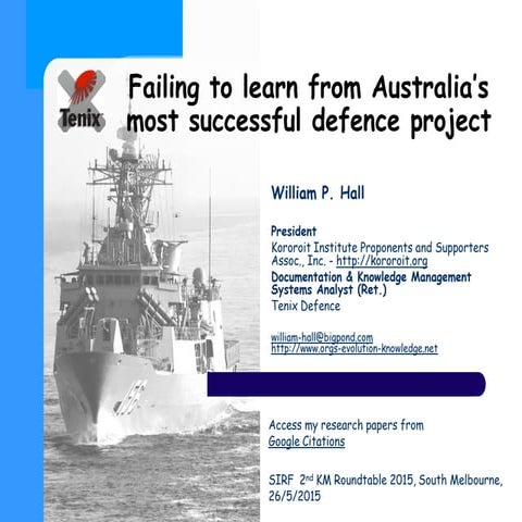 Failing to learn from Australia’s most successful defence project