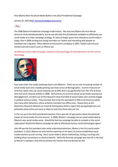 How obama won the social media battle in the 2012 presidential campaign