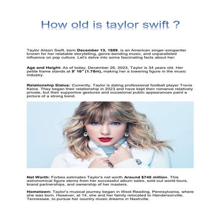 How old is taylor swift Taylor Alison Swift, born | PDF