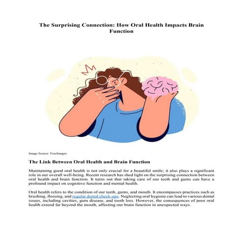 The Surprising Connection: How Oral Health Impacts Brain Function | PDF