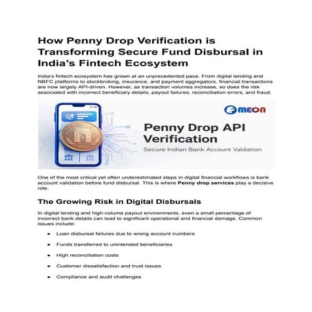How Penny Drop Verification is Transforming Secure Fund Disbursal in ...