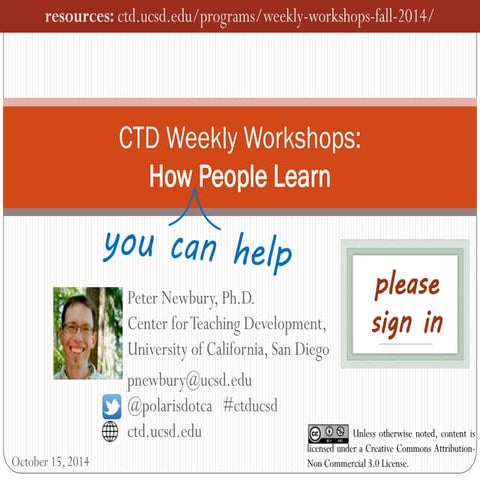 CTD Fa14 Weekly Workshop: How People Learn