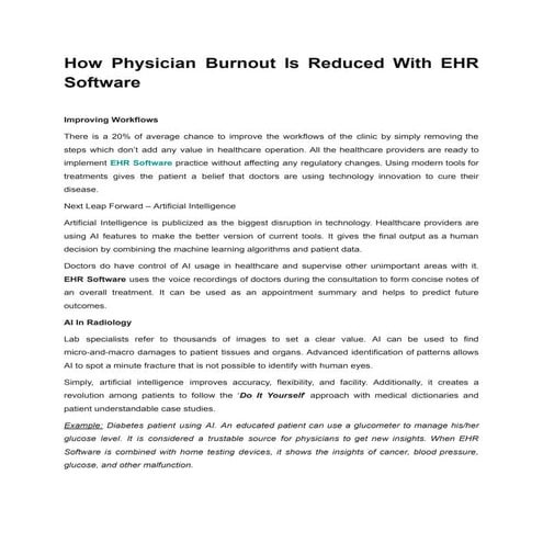 A Complete Guide on EHR Solutions: Types, Process, And Its Cost | PDF