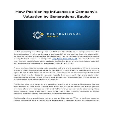 How Positioning Influences a Company’s Valuation by Generational Equity.pdf