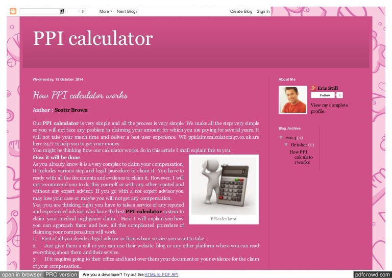 How ppi calculator works