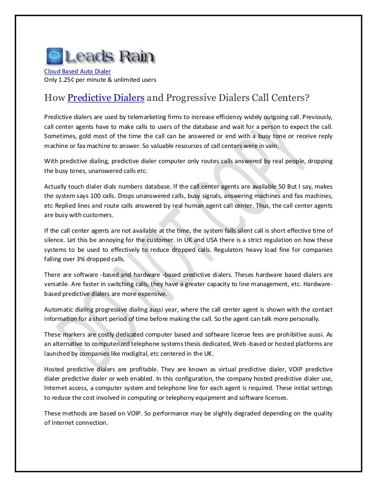 how predictive dialers and progressive dialers call centers progressive call center