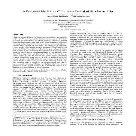 cyber security DOS attack using NS2 ppt content | PDF