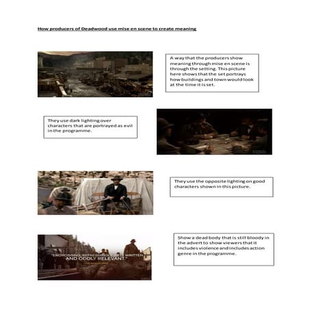 How Producers Of Deadwood Use Mise En Scene To Create Meaning