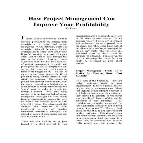 How Project Management Can Improve Your Profitability