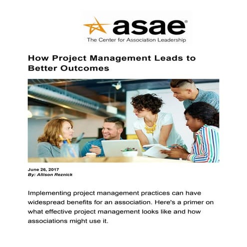 How Project Management Leads to Better Outcomes