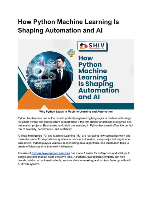 Python Machine Learning for Smarter Automation