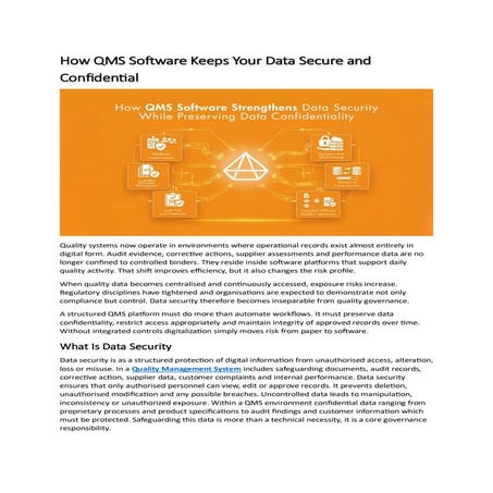 How QMS Software Keeps Your Data Secure and Confidential | PDF