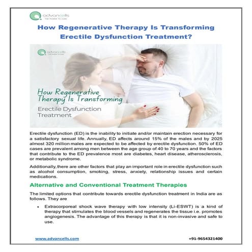 How Regenerative Therapy Is Transforming Erectile Dysfunction Treatment?