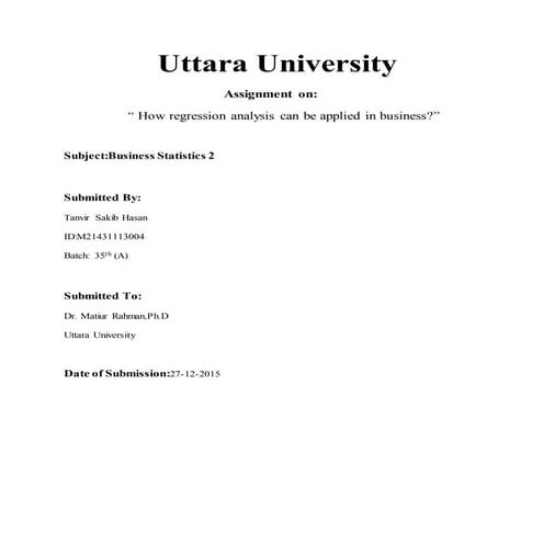 How regression analysis can be applied in business