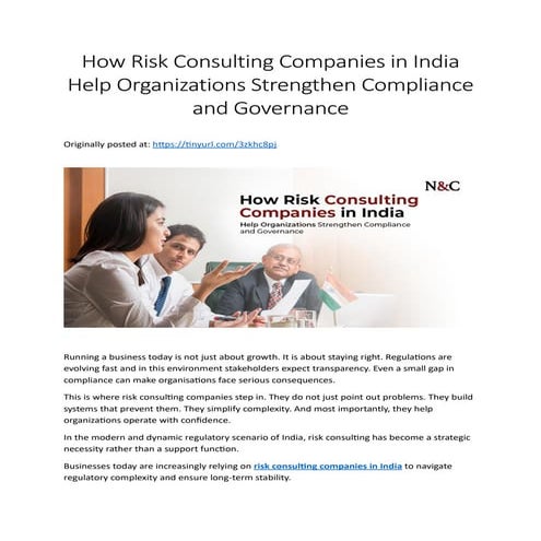 Risk Consulting Companies in India | Compliance & Governance Guide | PDF