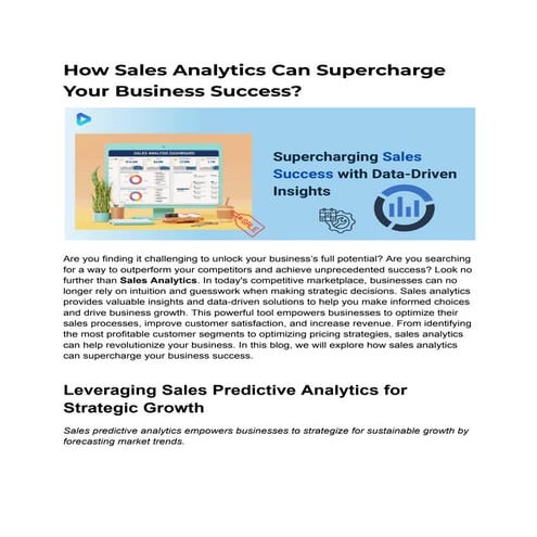 Unleashing Growth: How Sales Analytics Drives Business Success