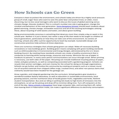How schools can go green