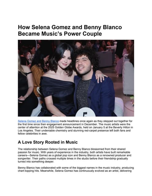 How Selena Gomez and Benny Blanco Became Music’s Power Couple