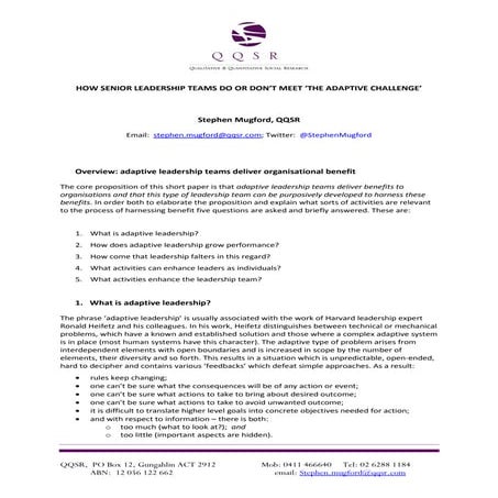 How senior leadership teams do or don