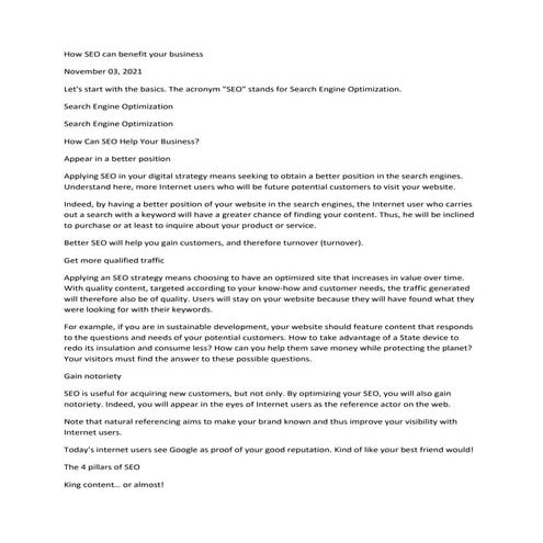 How seo can benifits your business