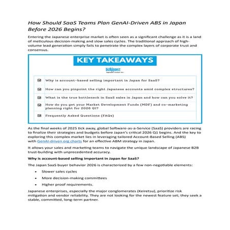 How Should SaaS Teams Plan GenAI-Driven ABS in Japan Before 2026 Begins ...
