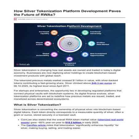 How Silver Tokenization Platform Development Paves the Future of RWAs
