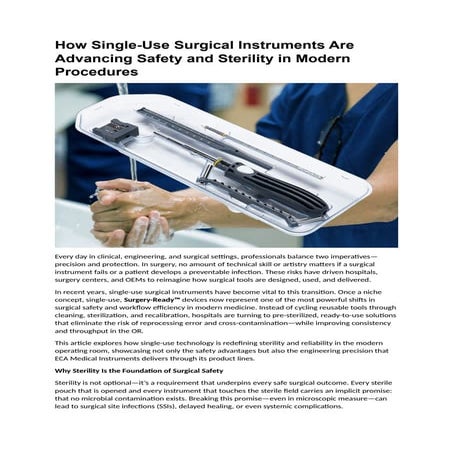 How Single-Use Surgical Instruments Are Advancing Safety and Sterility ...