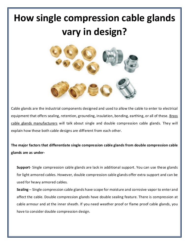 How single compression cable glands vary in design