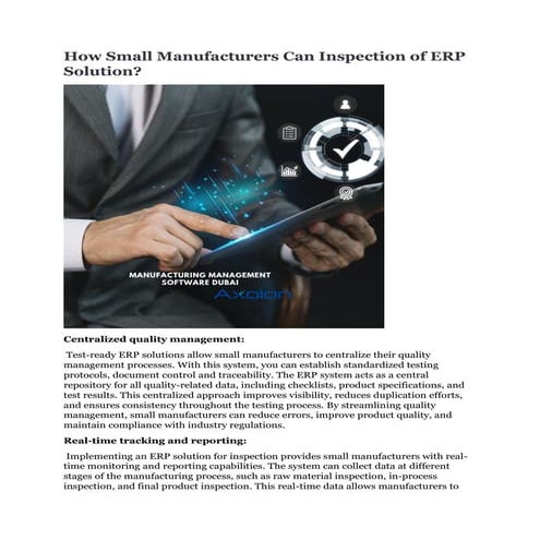 How ERP Systems Help Small Manufacturers Reduce Downtime and Boost ...