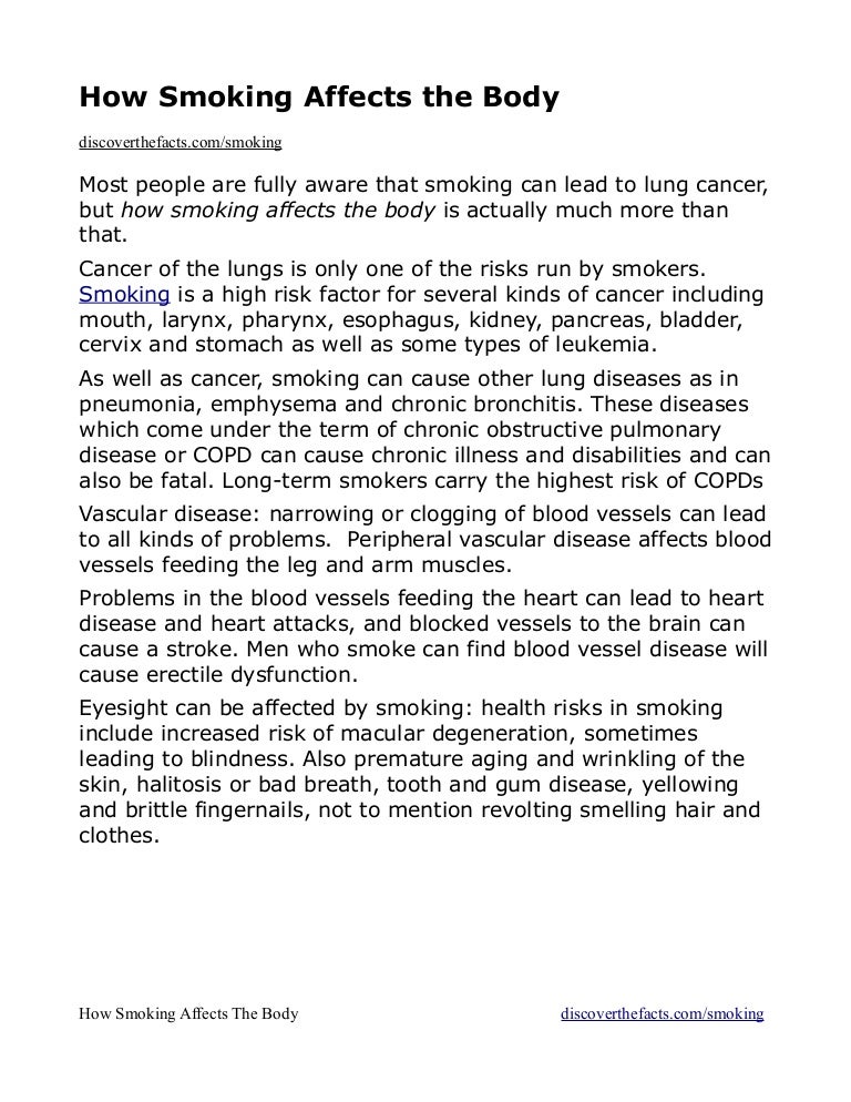 How smoking affects the body