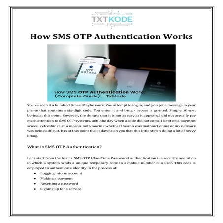 How SMS OTP Authentication Works (Complete Guide) | PDF