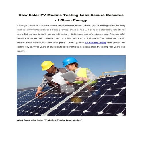 Quality Inspection for Solar Modules - Raw Material, Manufacturing ...