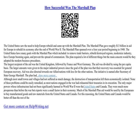 How Successful Was The Marshall Plan