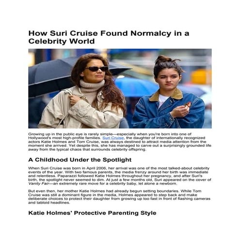 How Suri Cruise Found Normalcy in a Celebrity World