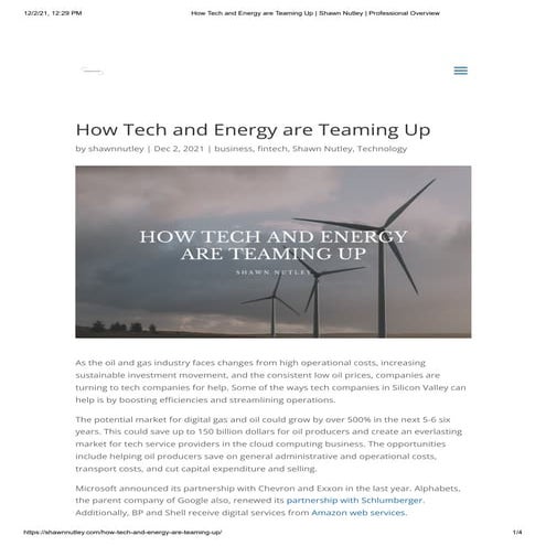 How Tech and Energy Are Teaming Up