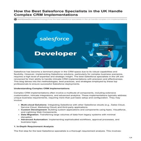 How the Best Salesforce Specialists in the UK Handle Complex CRM Implementati...