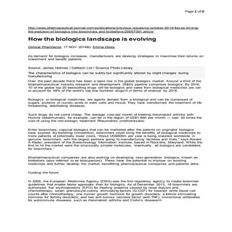 How the biologics landscape is evolving