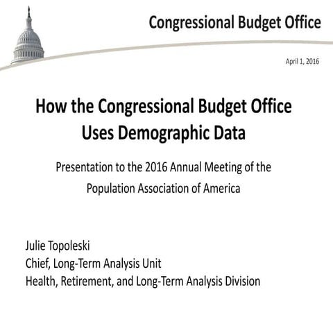 How the Congressional Budget Office Uses Demographic Data