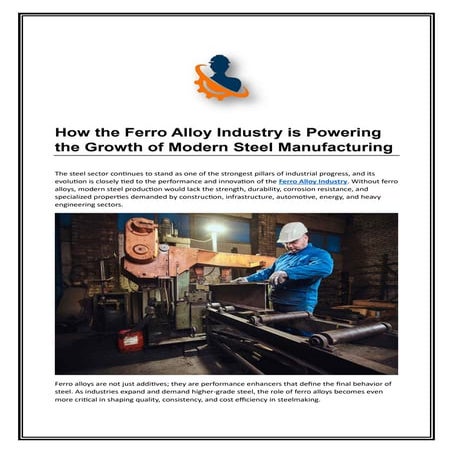 Ferroalloys Production (Ferro Manganese, Ferro Molybdenum, Ferro ...