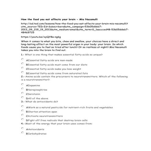 How the food you eat affects your brain